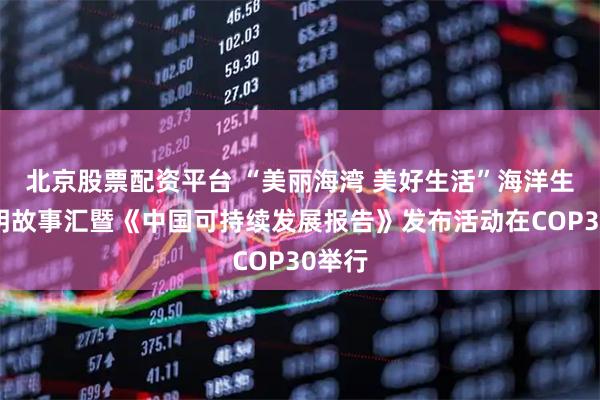北京股票配资平台 “美丽海湾 美好生活”海洋生态文明故事汇暨《中国可持续发展报告》发布活动在COP30举行